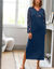 Chemise de nuit imprim&eacute;e fleurs - manches longues (marine)