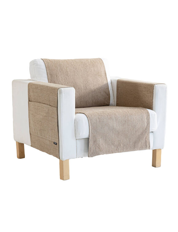 Protège-salon tissu chenille (taupe)