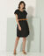Robe courte boutonnée unie, fluide (noir)