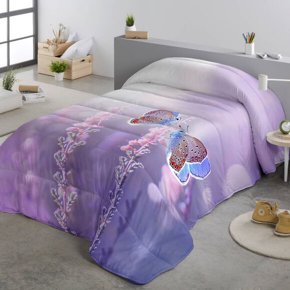 Couette microfibre imprimée papillon 200 g/m² (violet)