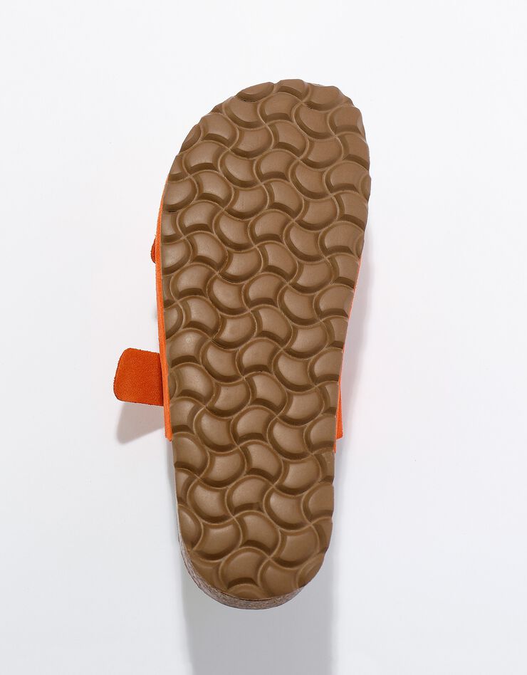 Mules croûte de cuir 2 boucles réglables (orange)
