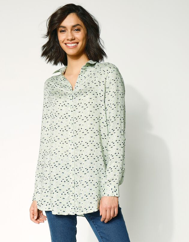 Chemise liquette imprimée pois (vert grisé)