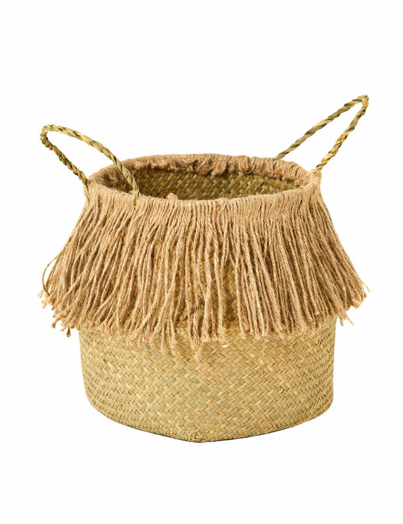 Panier de rangement tress&eacute; en herbier marin (naturel)