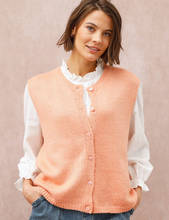 Gilet boutonn&eacute; sans manches (abricot)
