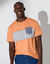 T-shirt rayé manches courtes (abricot)