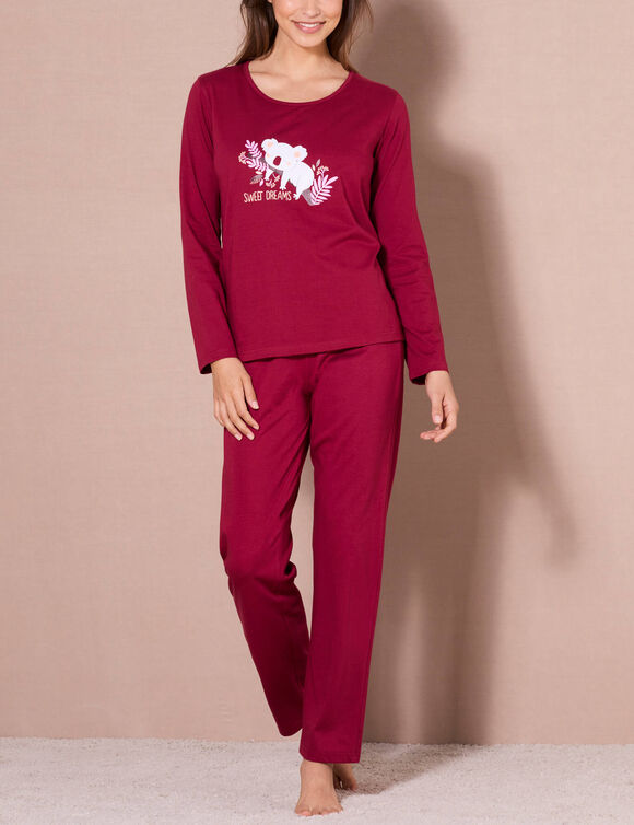 Pyjama manches longues motif "koala" (cerise)