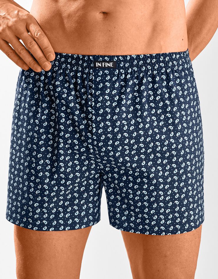 Caleçon flottant tissé teint - lot de 3 (gris + marine + chambray) Caleçon flottant tissé teint - lot de 3 (gris + marine + chambray)