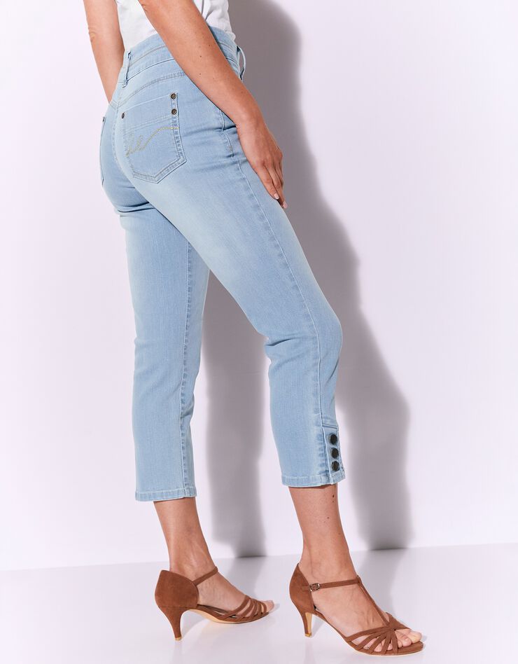Pantacourt fuselé base boutonnée, jean stretch (bleached) Pantacourt fuselé base boutonnée, jean stretch (bleached)