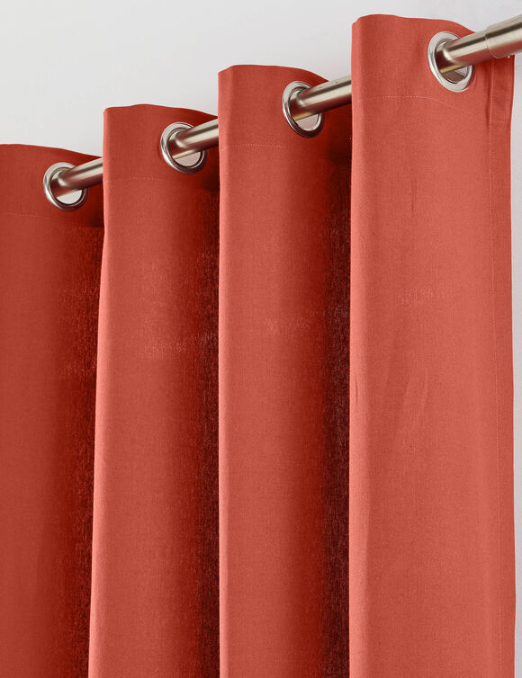 Rideau bachette uni tamisant oeillets (terracotta)