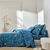 Linge de lit Geoffroy en coton &agrave; motifs graphiques (bleu paon)