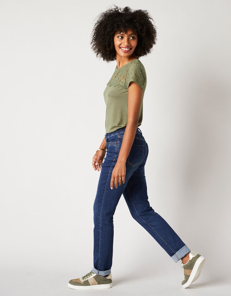 Tee-shirt dentelle col rond manches courtes (bronze) Tee-shirt dentelle col rond manches courtes (bronze)