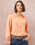 Chemisier uni volant&eacute; en coton textur&eacute; (abricot)