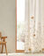 Rideau coton lin base fleurie (vert / parme)