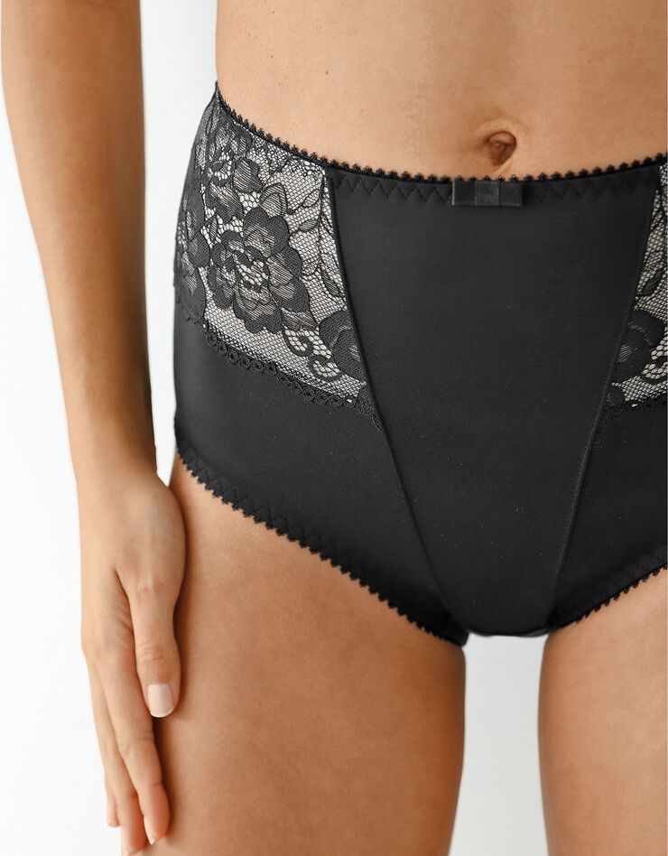 Gaine amincissante dentelle et microfibre (noir) Gaine amincissante dentelle et microfibre (noir)