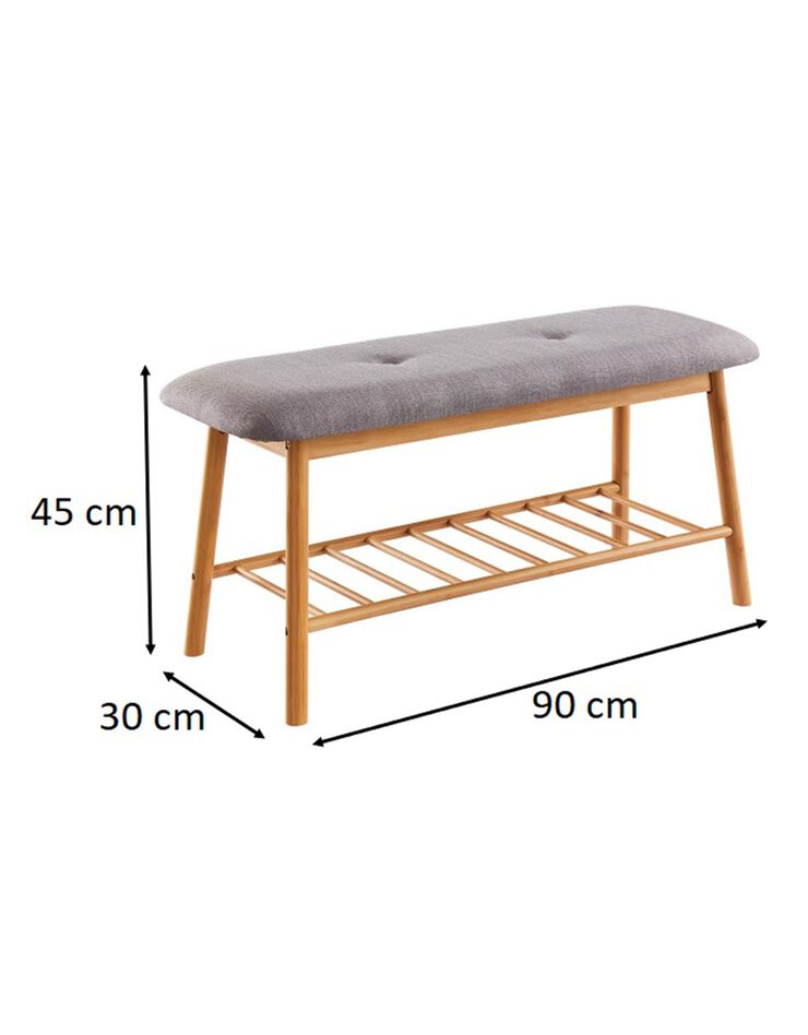 Banc en bambou avec coussin (gris)