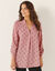 Blouse col tunisien imprimé pois, crêpe (rose poudré / taupe)