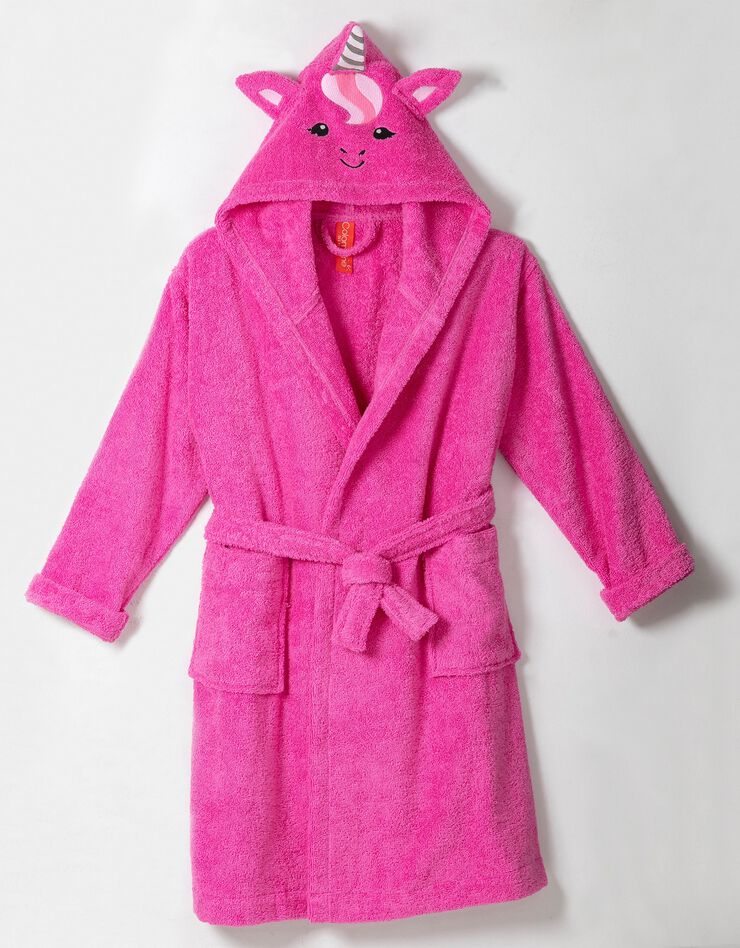Peignoir de bain enfant licorne à capuche éponge coton - 340 g/m² (fuchsia) Peignoir de bain enfant licorne à capuche éponge coton - 340 g/m² (fuchsia)