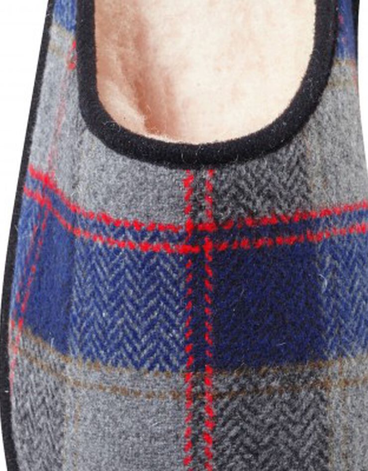 Mules homme silencieuses fourrées laine (carreaux marine) Mules homme silencieuses fourrées laine (carreaux marine)