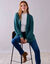 Gilet long porter ouvert, maille anglaise toucher doux (vert sauge)