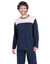 Pyjama pantalon bicolore Athena, manches longues, coton (sable / marine)