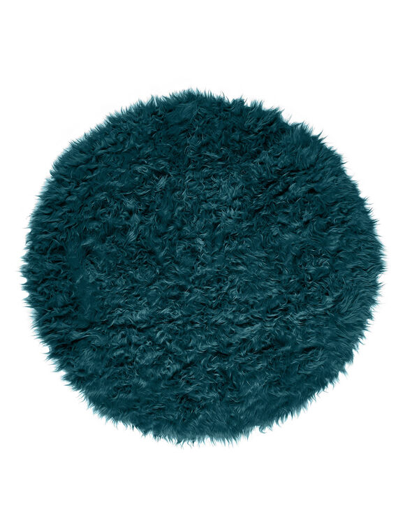 Tapis rond poils longs (&eacute;meraude)