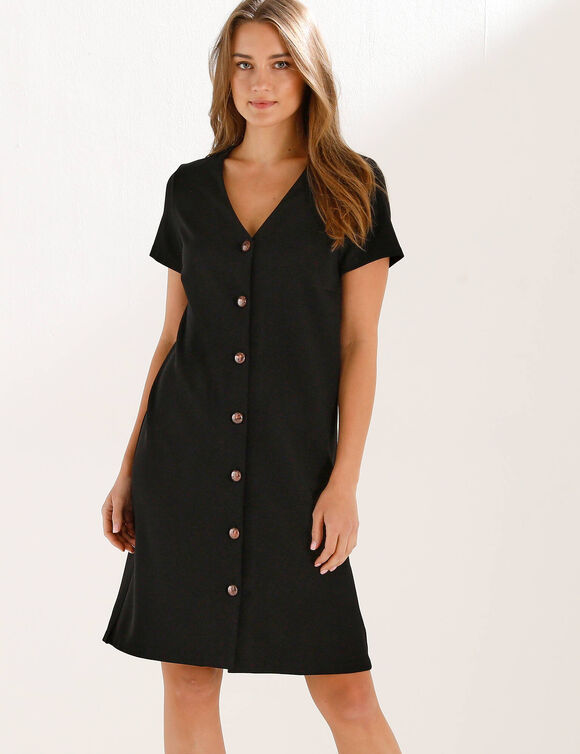 Robe boutonn&eacute;e en maille milano (noir)