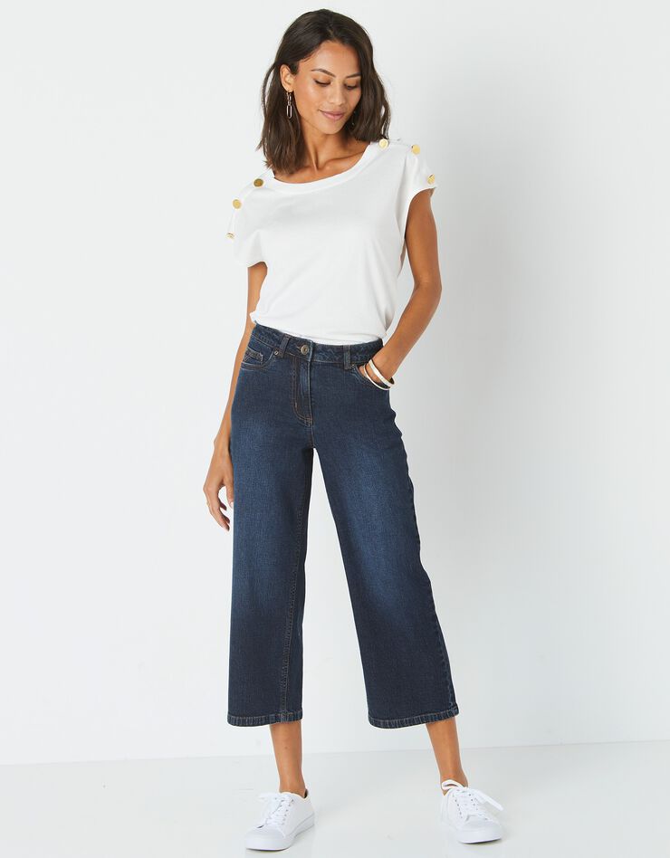 Jean large raccourci coupe stretch, spécial petites (dark blue) Jean large raccourci coupe stretch, spécial petites (dark blue)