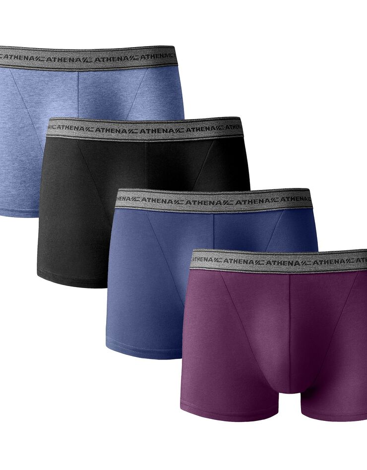 Boxer Basic Coton - lot de 4 (gris chiné + prune) Boxer Basic Coton - lot de 4 (gris chiné + prune)