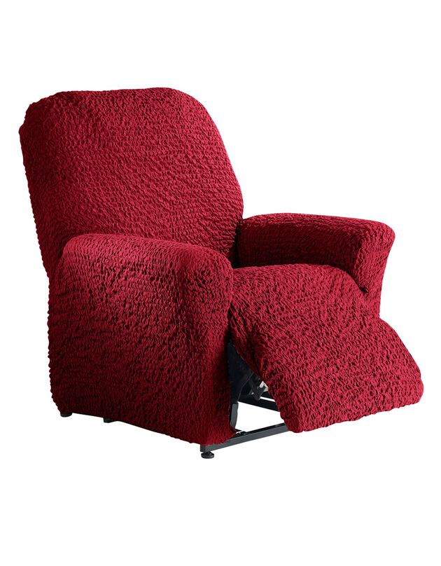 Housse gaufrée bi-extensible spéciale fauteuil relaxation  (bordeaux)