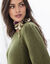 Pull tunique boutons fantaisie toucher doux (vert olive chin&eacute;)