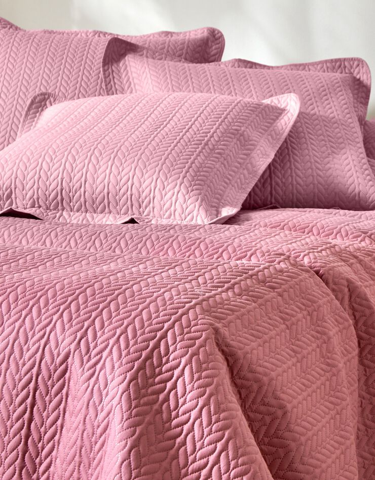 Couvre-lit matelassé microfibre motif géométrique (bois de rose)