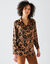 Chemise liquette imprimé floral bicolore (caramel / noir)