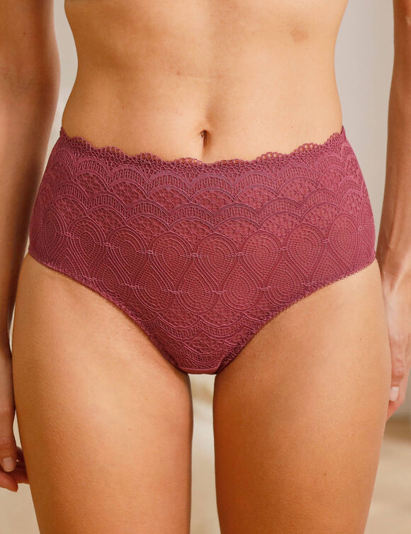 Culotte haute en dentelle et microfibre Orellana - lot de 2 (prune)