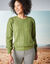 Pull col rond, maille fantaisie toucher doux (kaki)