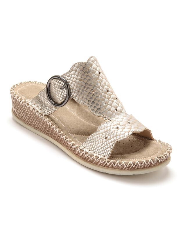 Mules ultra souples cuir - grande largeur (beige)