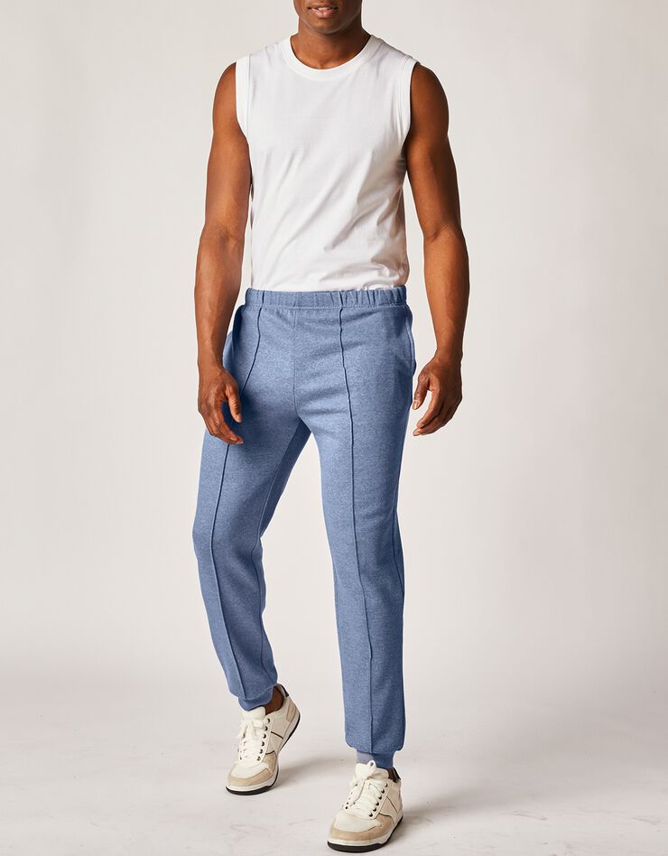 Pantalon loisirs molleton, bas resserrés (bleu jean) Pantalon loisirs molleton, bas resserrés (bleu jean)