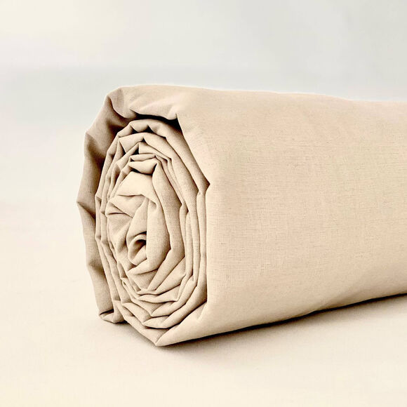 Drap-housse irrétrécissable uni coton (beige)