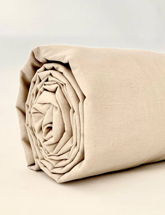 Drap-housse irrétrécissable uni coton (beige)