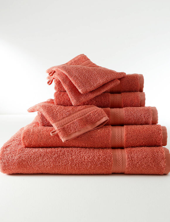 Collection serviettes de bain unies 420 g/m2 confort moelleux (tomette)