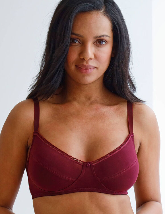 Soutien-gorge coton stretch sans armatures  - lot de 2 (aubergine + nude)
