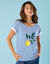 T-shirt manches courtes rayé imprimé placé,  Spécial Petites (blanc / bleu)