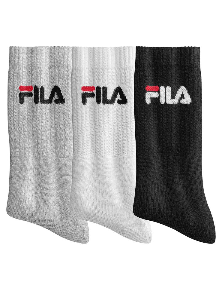Mi-chaussettes "Sport" Fila® - lot de 3 paires (gris + blanc + noir) Mi-chaussettes "Sport" Fila® - lot de 3 paires (gris + blanc + noir)