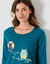 Pyjama en coton imprimé hiboux manches longues  (vert sapin)