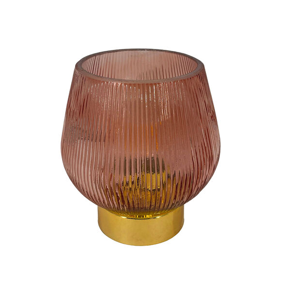 Lampe LED &agrave; poser en verre teint&eacute; (rose parm&eacute;)