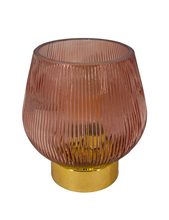 Lampe LED &agrave; poser en verre teint&eacute; (rose parm&eacute;)