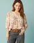 Blouse Spécial Petites avec macramé et manches 3/4 (kaki / violine)