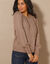 Pull maille fantaisie et détail boutons poignets, toucher doux  (taupe)