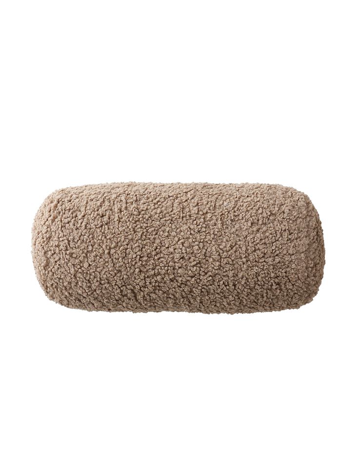 Coussin cylindrique en bouclette sherpa moutonnée (taupe)