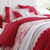 Linge de lit Gabrielle flanelle, imprimé fleurs et dentelle (rouge)
