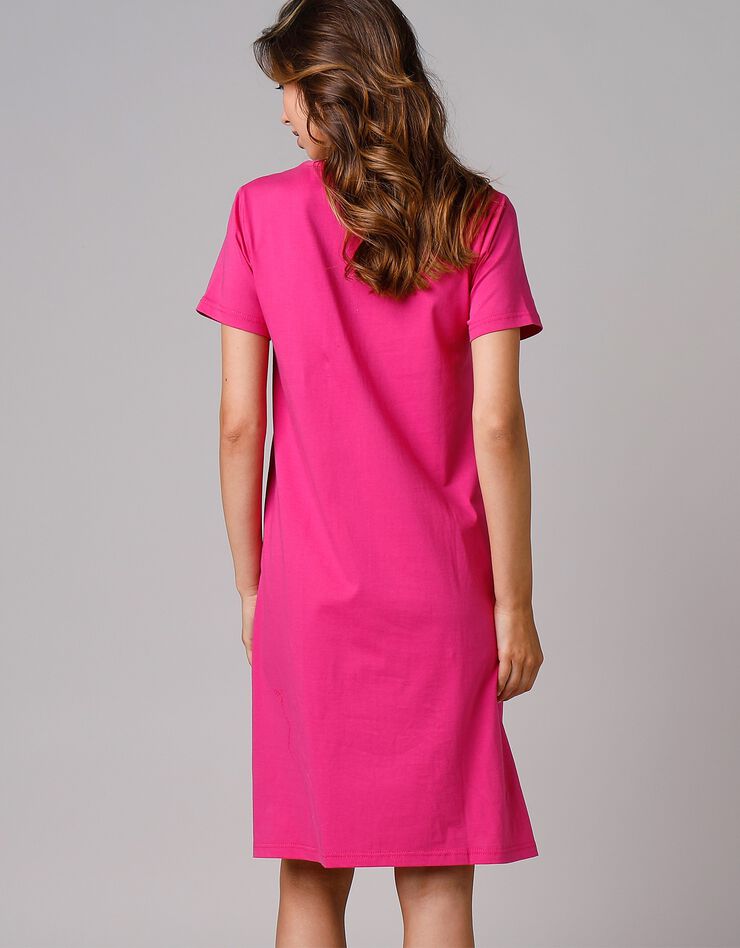 Chemise de nuit courte imprimé "Theière" (fuchsia)